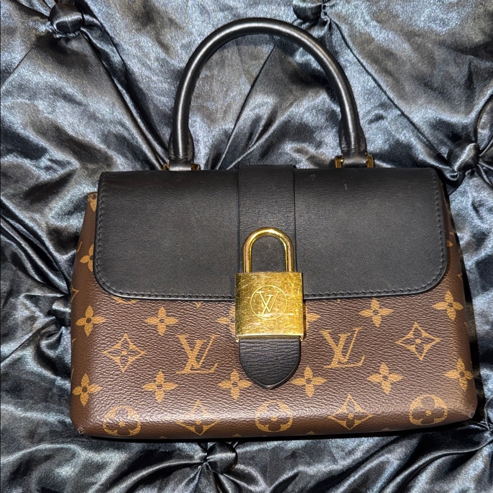 Louis Vuitton Black and Brown Satchel with Gold Accent